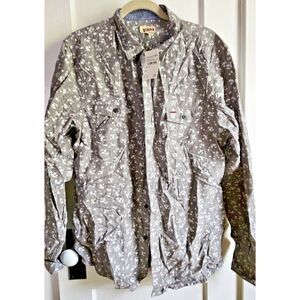 NWT 1901 men button‎ down shirt long sleeve Sz XL white floral grey